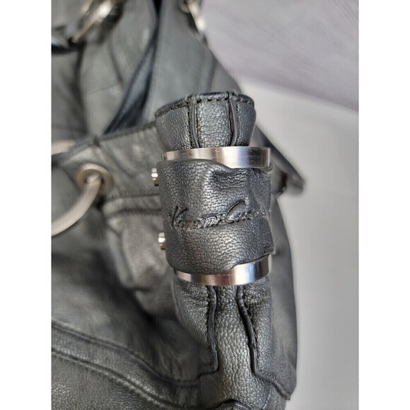 KENNETH Cole Leather Off The Cuff Satchel Bag Grey Pewter - Picture 9 of 11